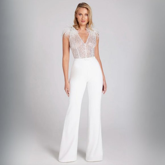 Nadine Merabi Elissa White Jumpsuit